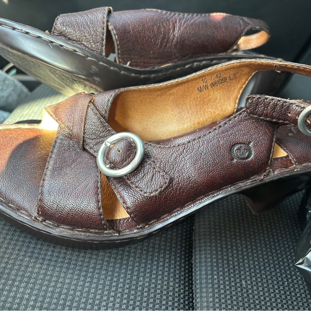 Brown Leather Sandals with Buckle
